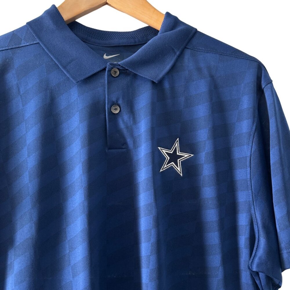 Nike Dri Fit Dallas Cowboy Blue SS Polo Shirt Men's Standard Fit Logo, Size M - Picture 3 of 7